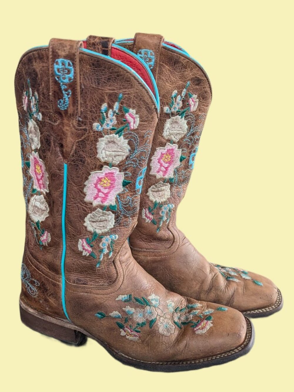 Macie Bean Girls Western Cowgirl Boots - Flower Embroidered Size 3